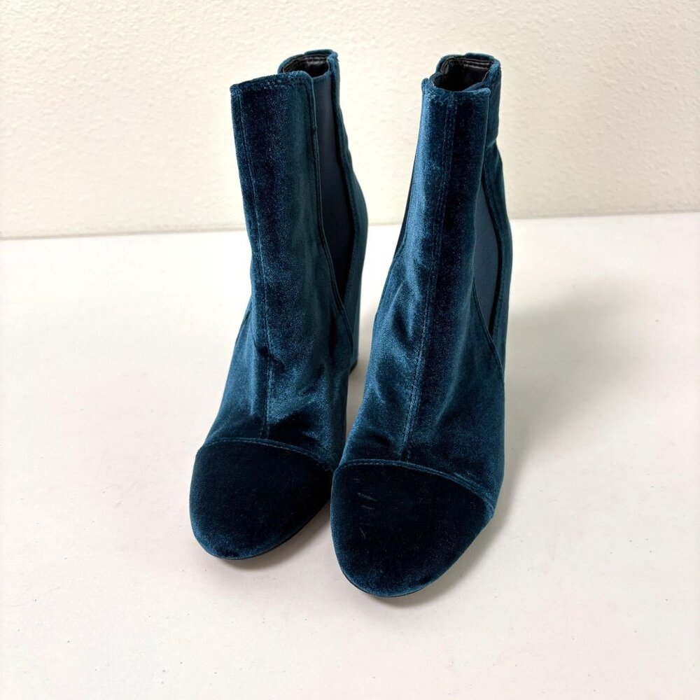 Sam Edelman Case Jewel Ankle Bootie Size 6 Blue Velvet Heel Boots‎ Whimsygoth